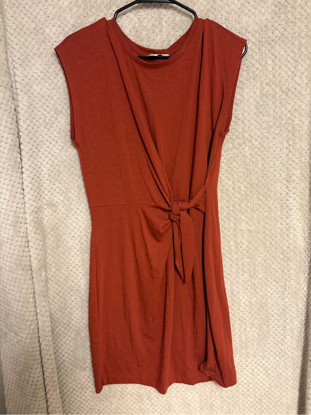 Nine West Rust Orange Knot-Front Sleeveless Mini Dress